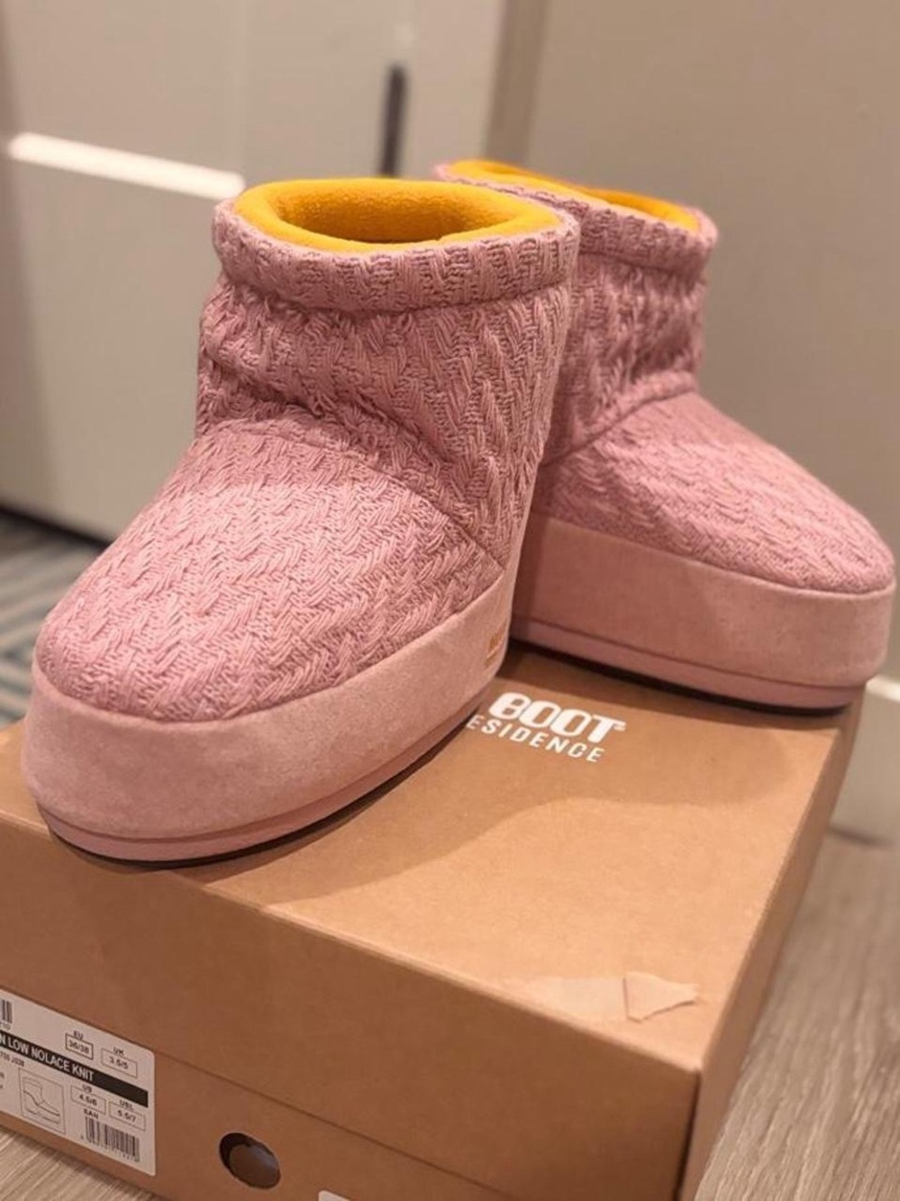Cozy Pink Knit Ankle Booties